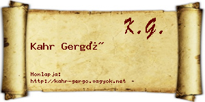 Kahr Gergő névjegykártya